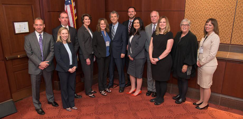 Sherrod Brown with OIA staff and member independent agents at 2018 Big I Legislative Conference